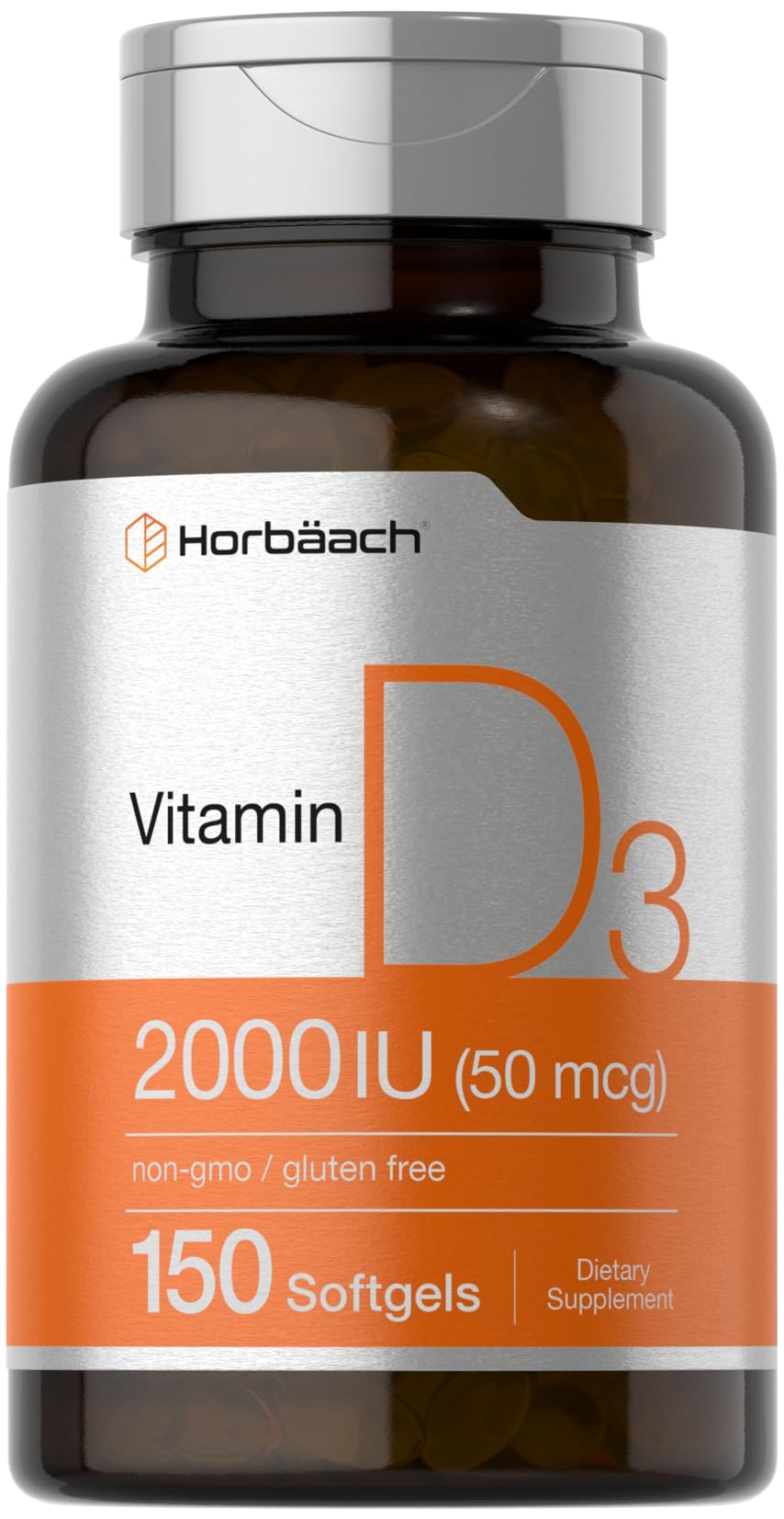 Horbaach Vitamin D3 2000IU softgels bottle front view