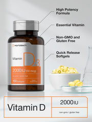 Close-up of Horbaach Vitamin D3 2000IU softgels label