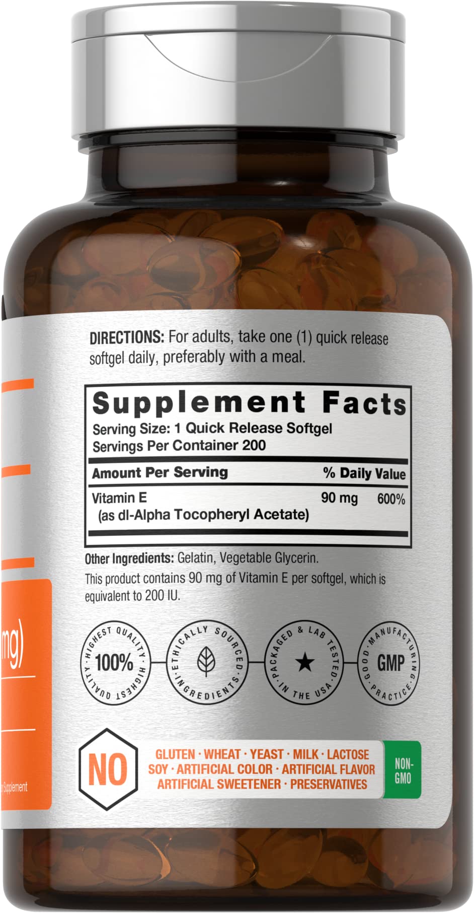 Front packaging image of Horbaach Vitamin E Softgel Capsules
