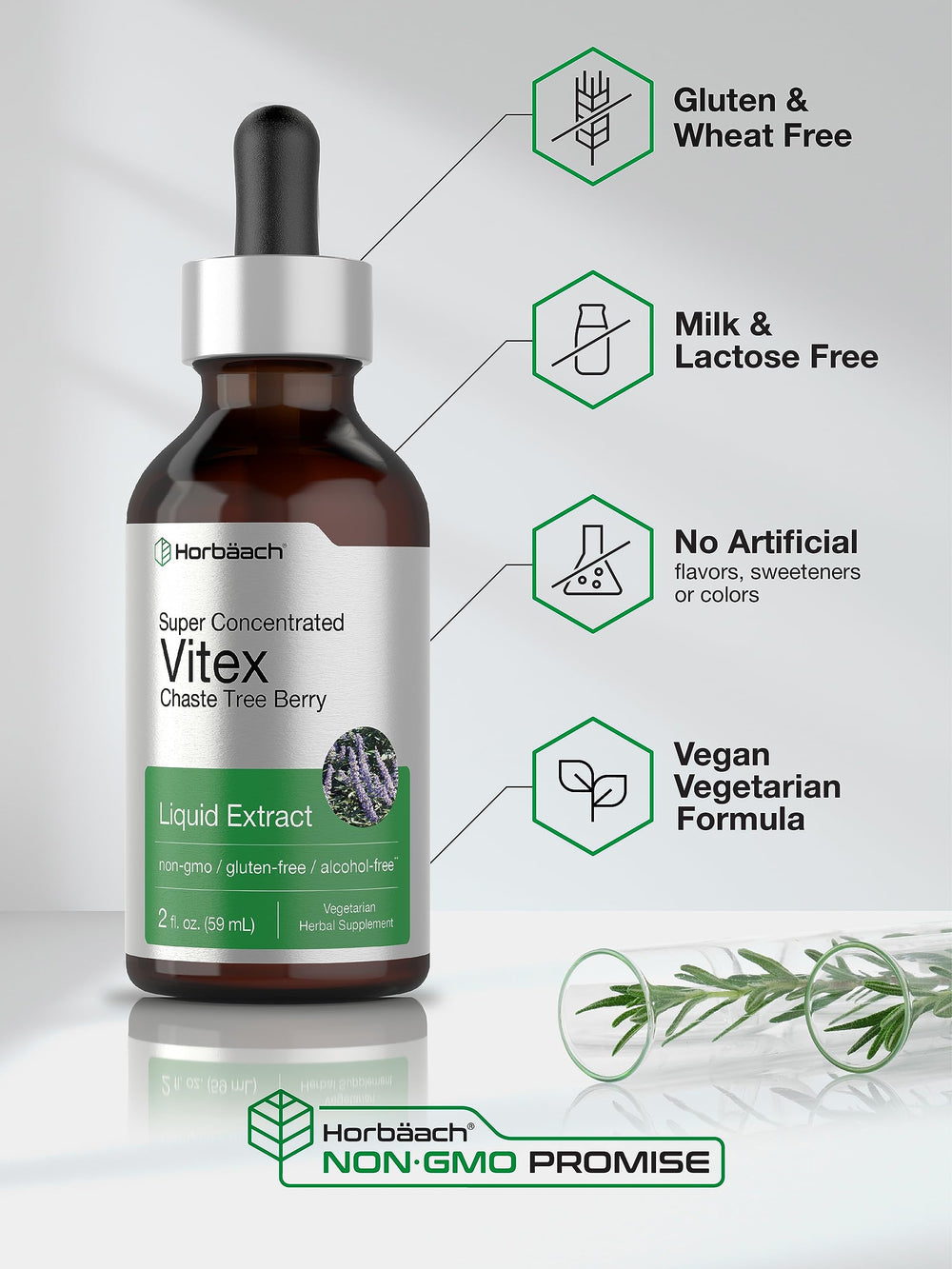 Horbaach Vitex bottle showing supplement facts panel