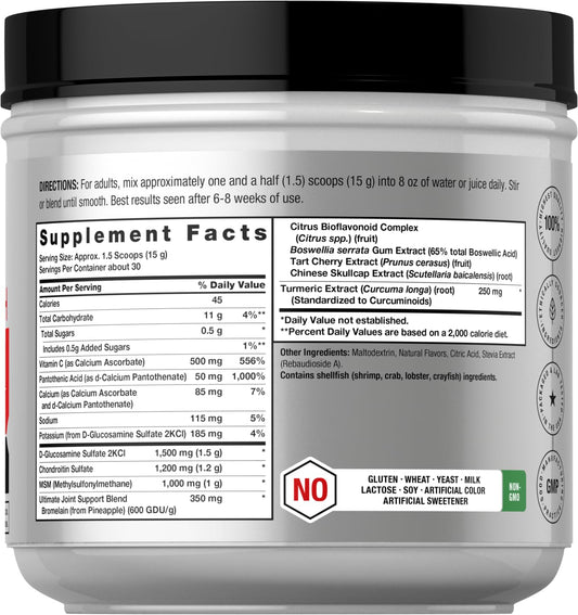 Side label of Horbaach Ultimate Joint Support Powder 1 lb