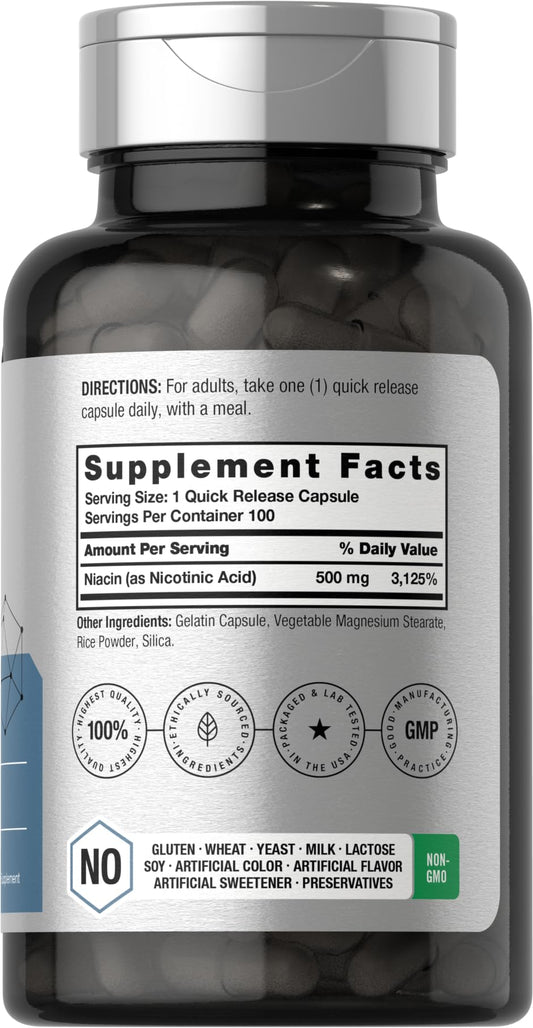 Niacin capsules close-up