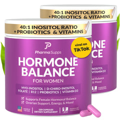 Front view of hormone balance supplement bottle for women