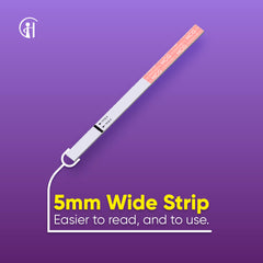 Close-up of hCG test line on a HORMONElife urine strip