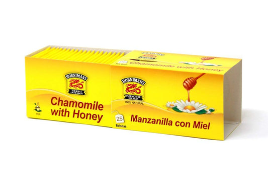 Hornimans Chamomile Honey Herbal Tea box containing 25 sachets