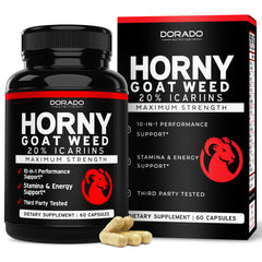 Horny Goat Weed 20% Icariins bottle, USA Made, 60 count