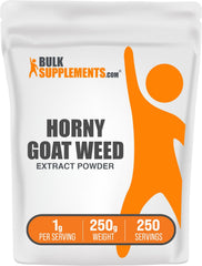 Horny Goat Weed Extract Powder 250g jar showing 1g serving size