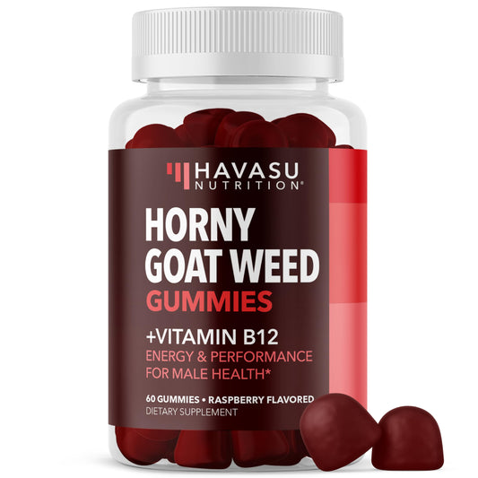 Front view of Horny Goat Weed Gummies with Raspberry flavor and Vitamin B12