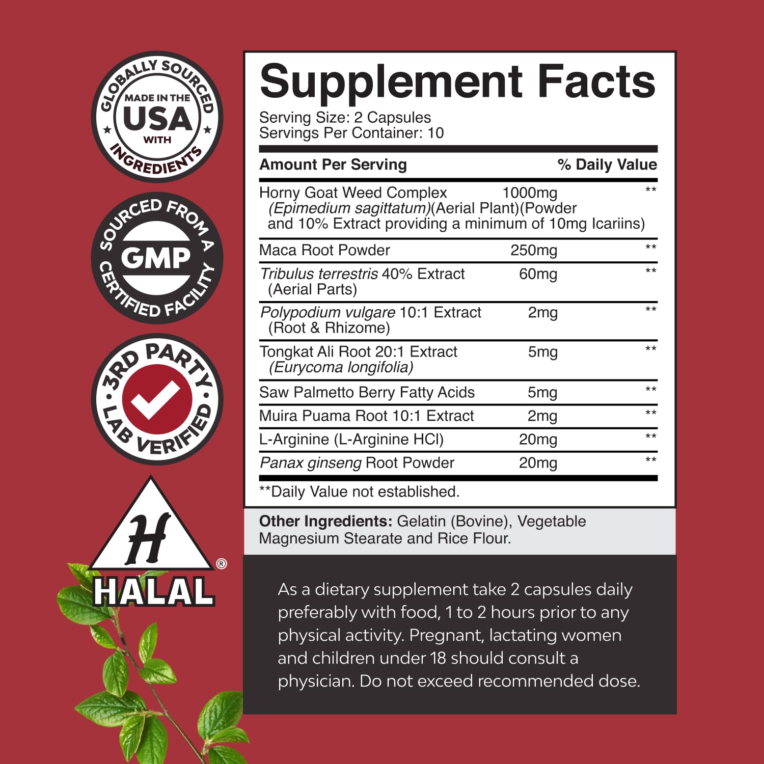 Close-up of capsules for Horny Goat Weed male enhancement product