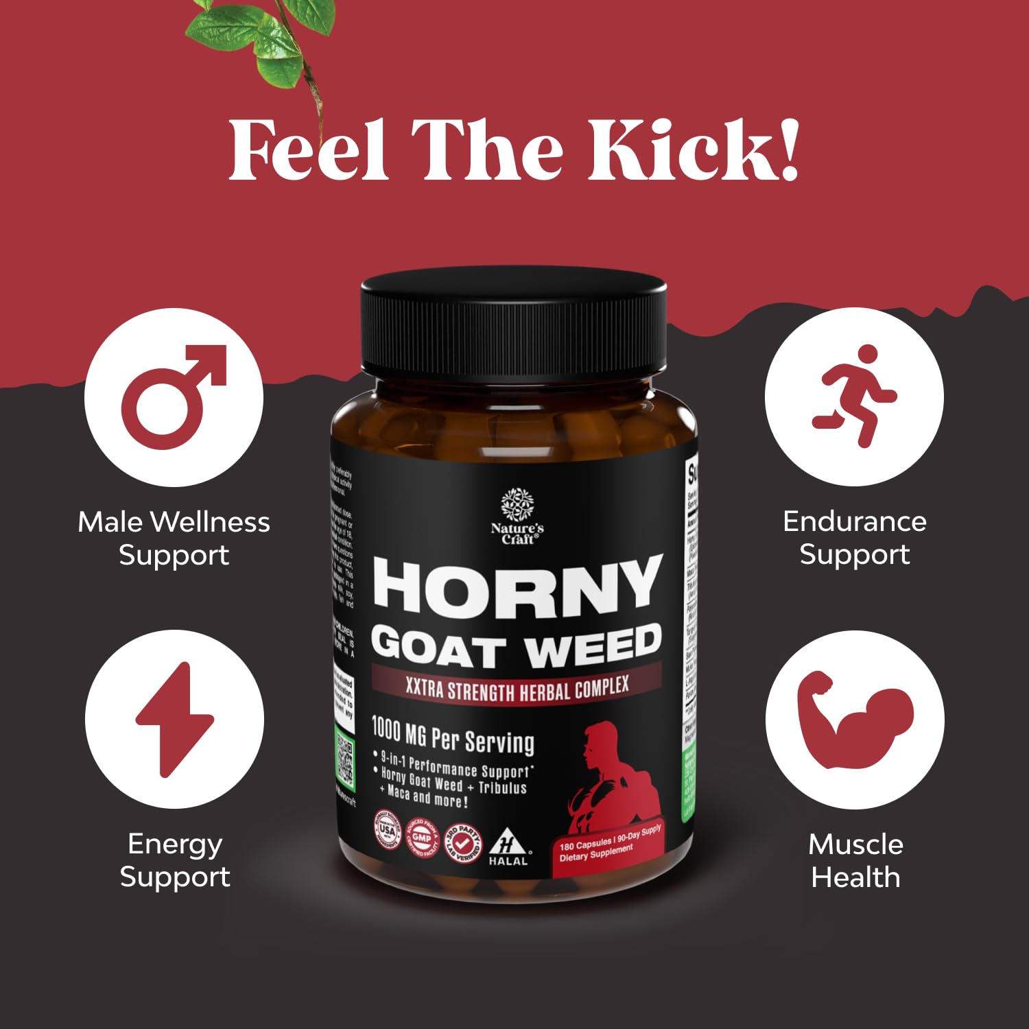 Supplement facts panel for Horny Goat Weed for Men