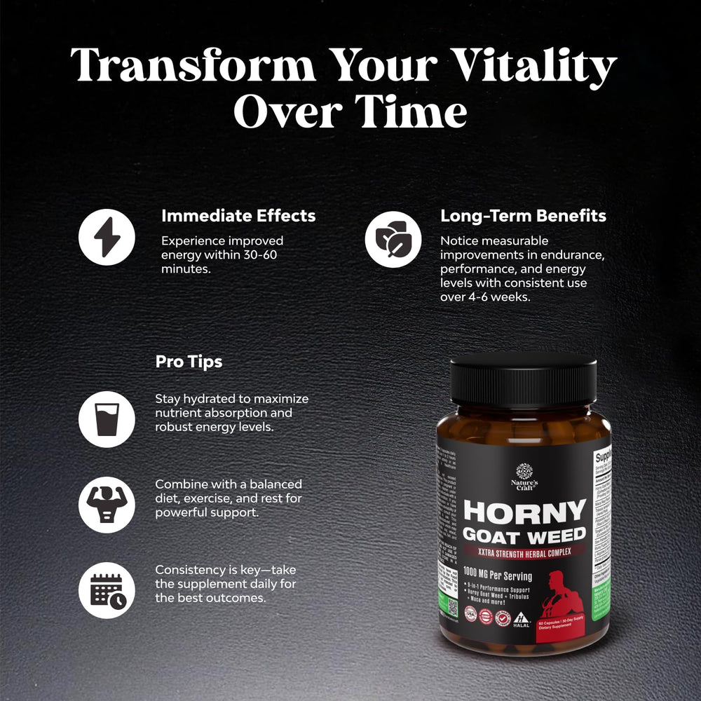 1000mg per serving information on Horny Goat Weed for Men label