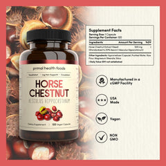 Close-up of horse chestnut extract bottle label