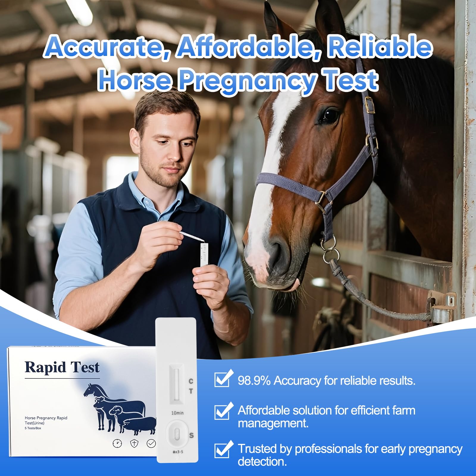 Safe, non-invasive pregnancy test for mares and foals