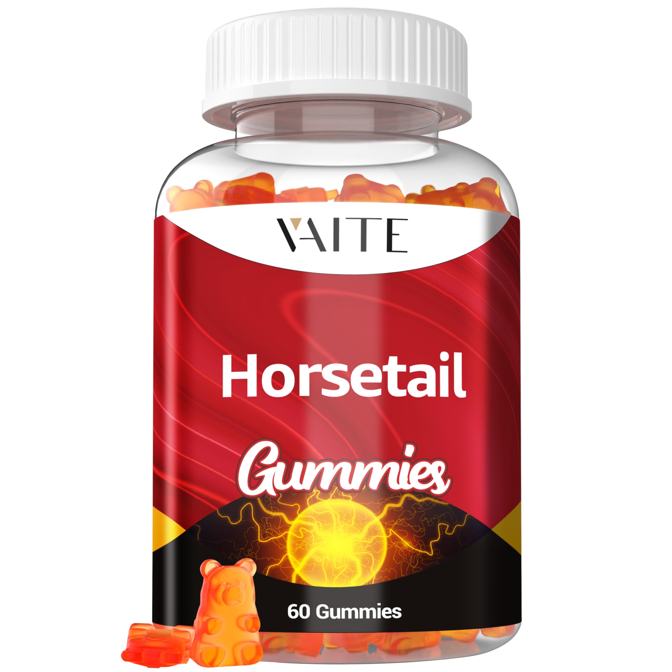 Bottle of Horsetail Hair Growth Gummies with label