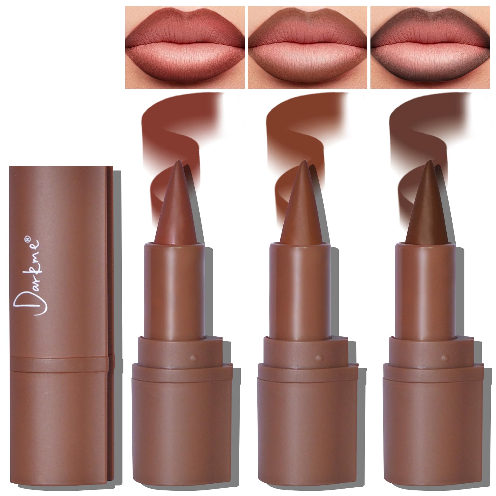 Hosaily 3 Colors 2-in-1 Lip Liner Set gradient swatches showcase versatile lip color options.
