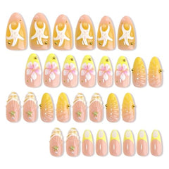 HOSAILY almond press-on nails with coastal gloss for vacation-ready hands