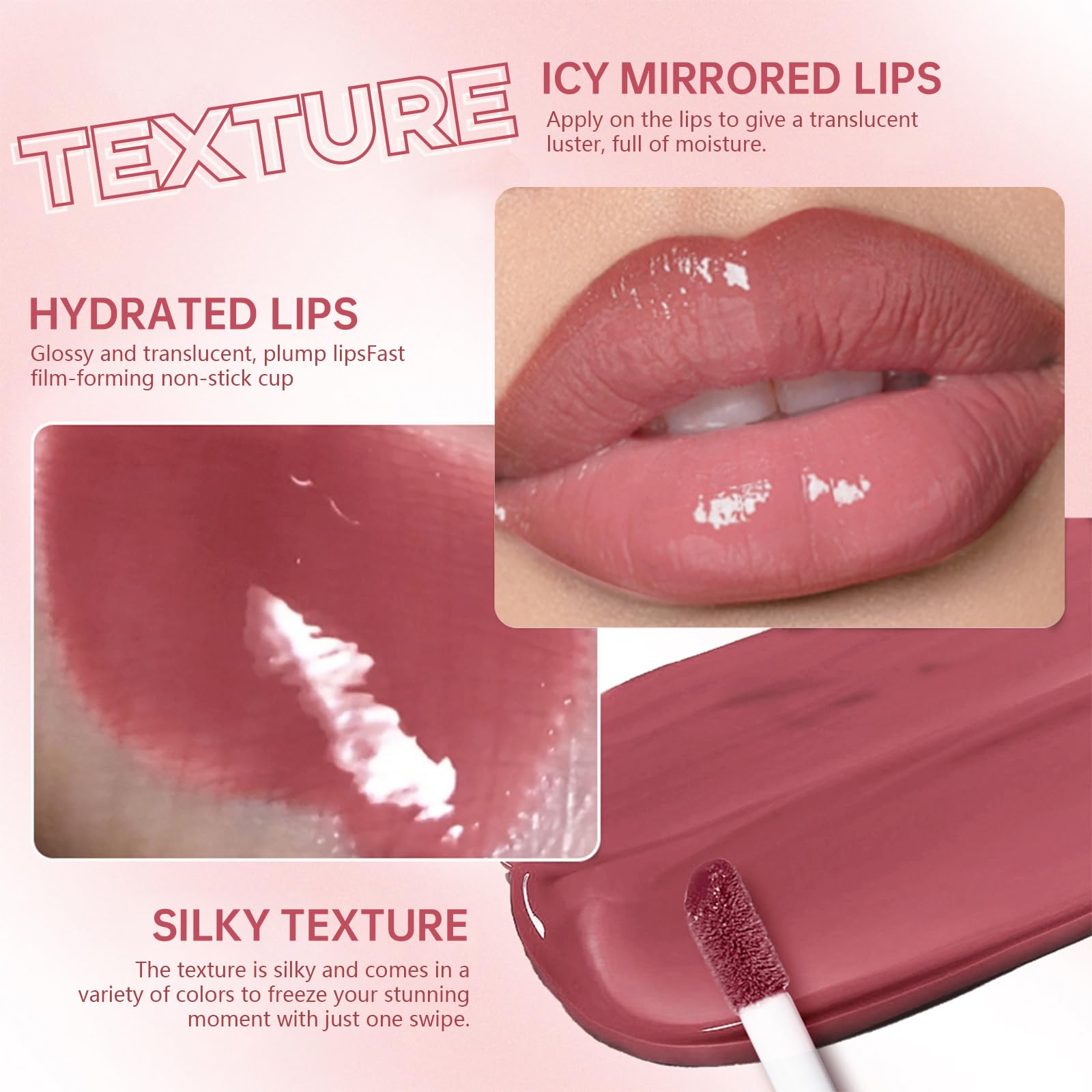 HOSAILY pink lip gloss nourishing formula moisturizes while adding glossy shine