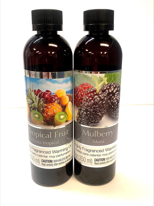 Hosley 2-pack fragrance warming oils Mulberry and Tropical Fruit, 5 oz each