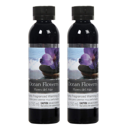 Hosley Set of 2 Ocean Flowers Fragrance Warming Oils, 5 oz each