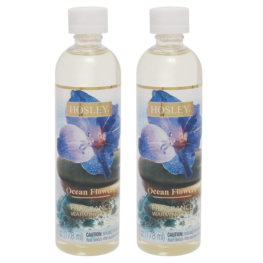 Hosley Ocean Flowers Warming Oils - Set of 2, 6 oz bottles for fragrance warmers