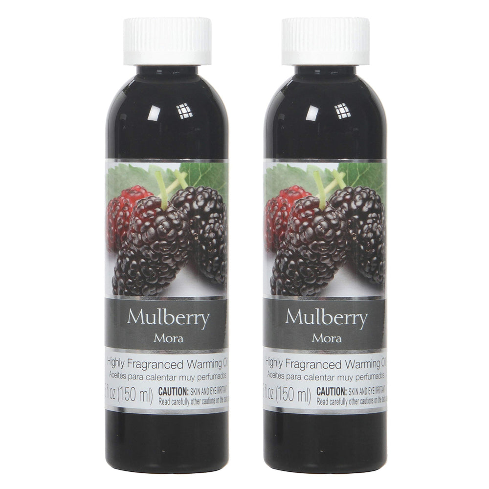 Hosley Mulberry Warming Oils set of 2 (5 oz each) with fruity mulberry scent for weddings, spa, Reiki, and meditation.