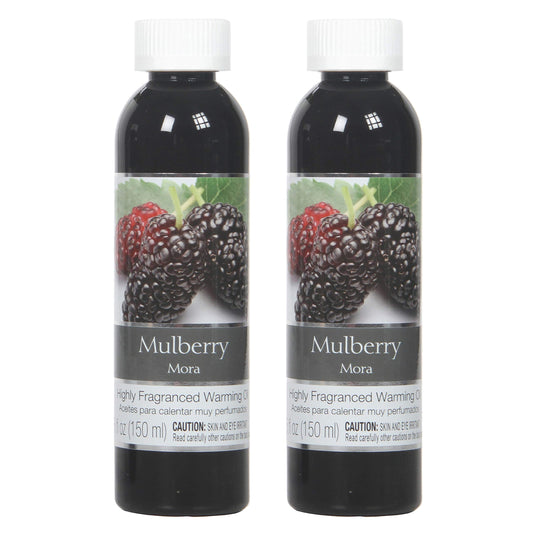 Hosley Mulberry Warming Oils set of 2 (5 oz each) with fruity mulberry scent for weddings, spa, Reiki, and meditation.
