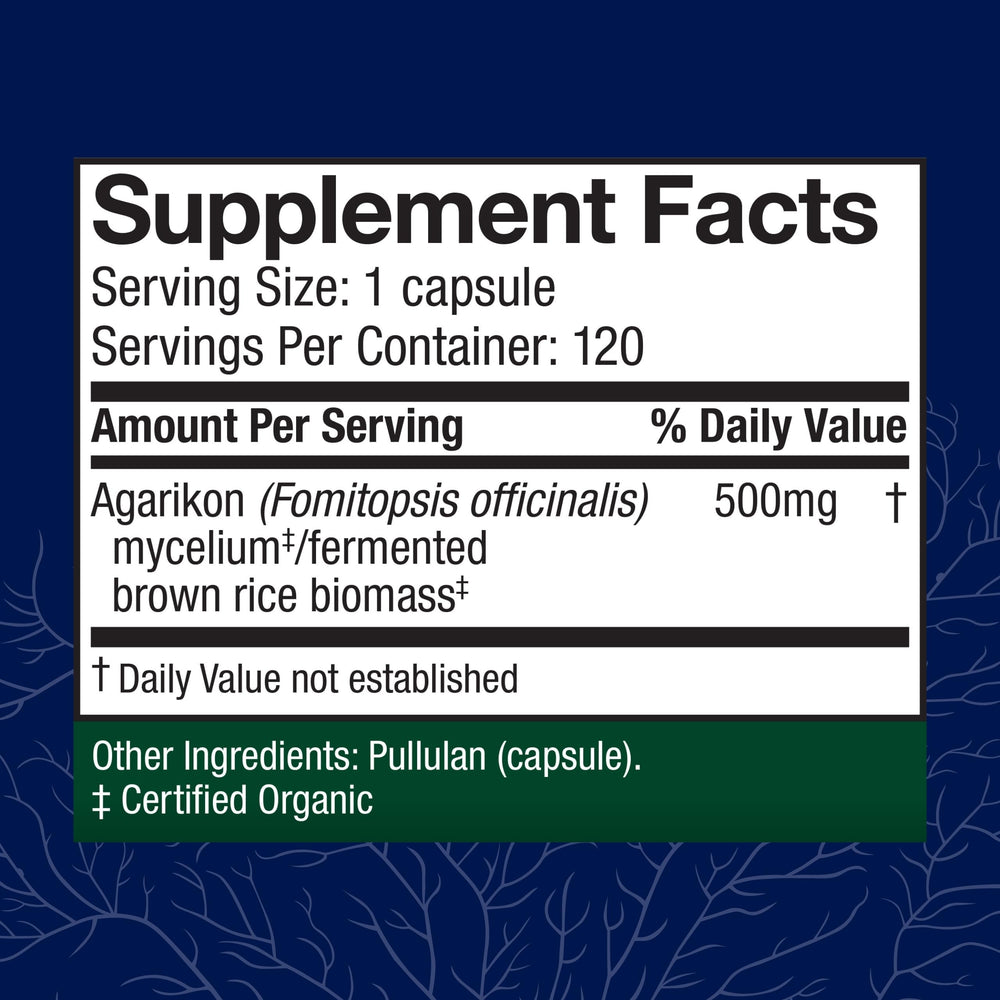 Ingredient panel showing Agarikon mushroom and mycelium