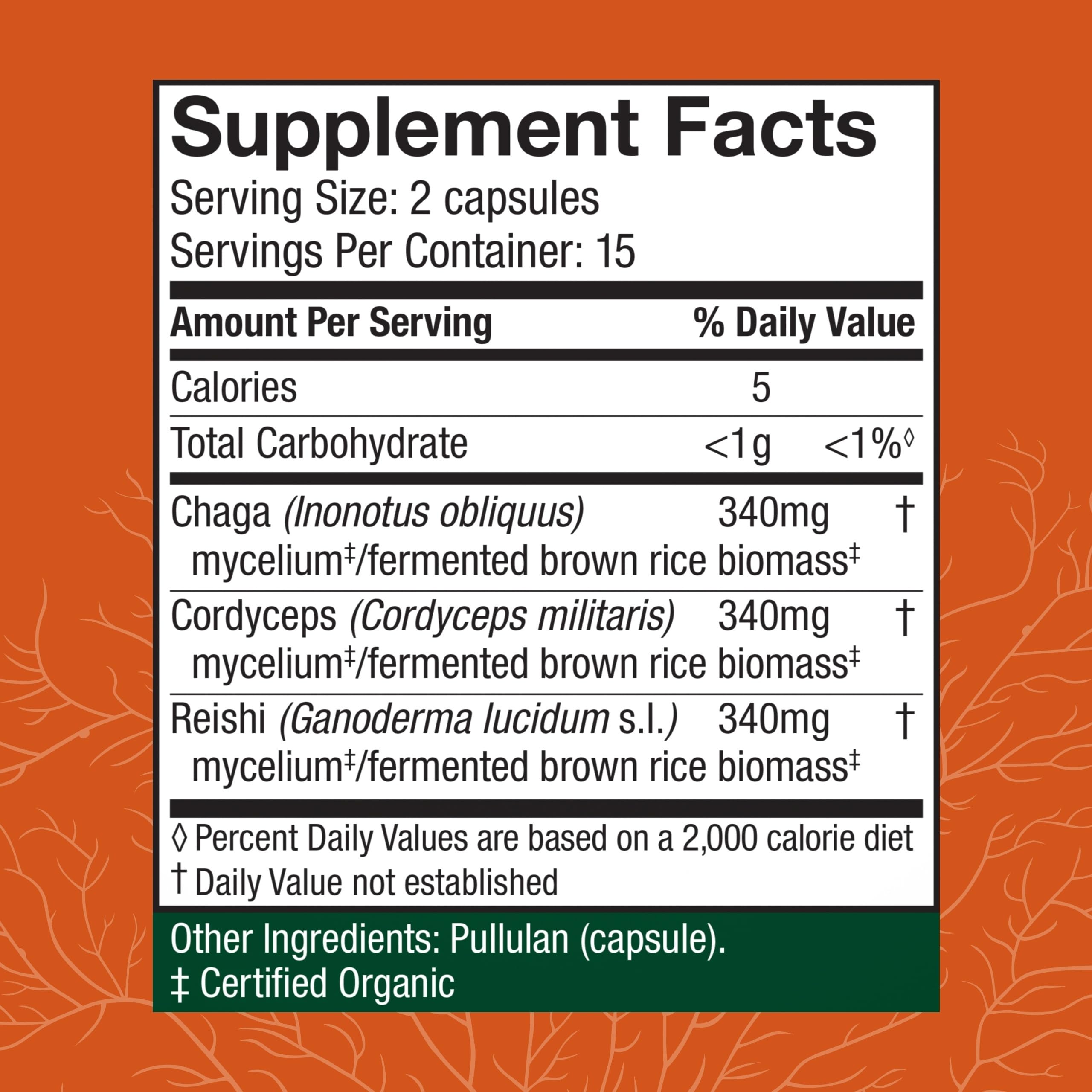 Close-up of Host Defense Breathe Capsules bottle label with mushrooms