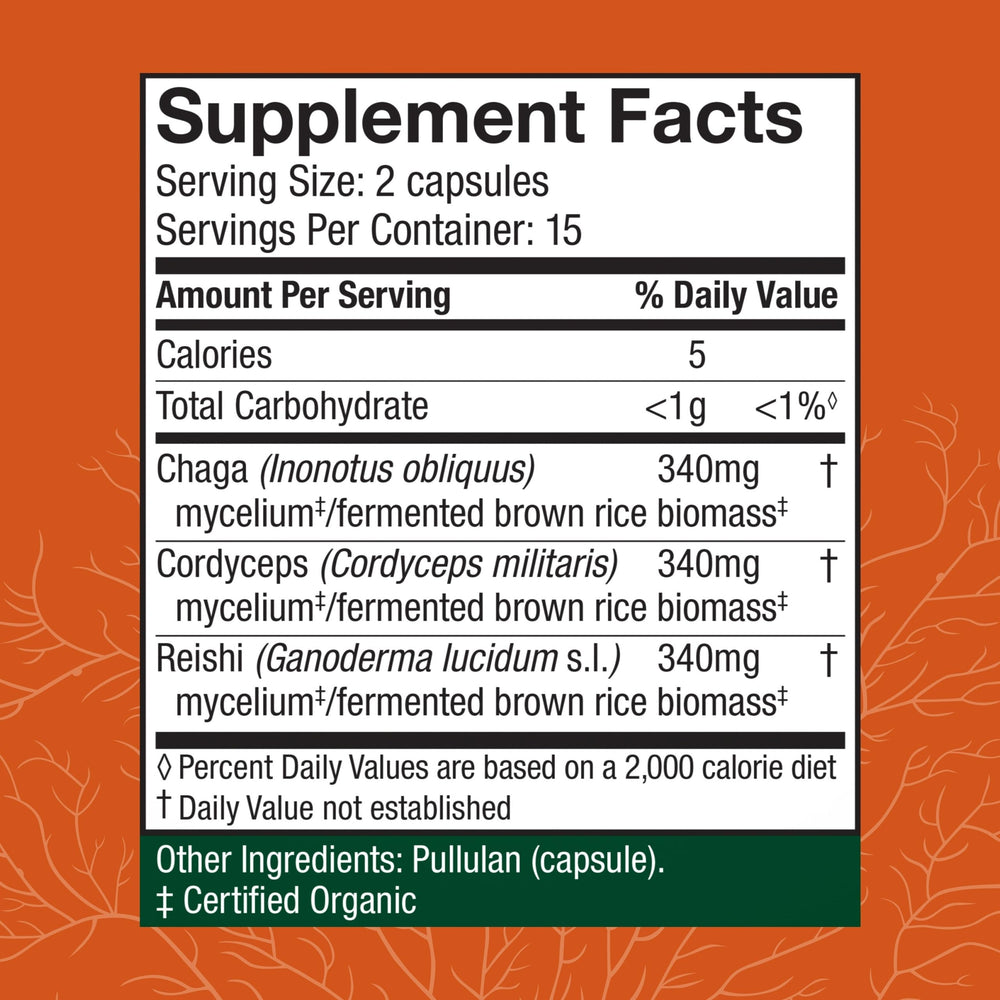 Close-up of Host Defense Breathe Capsules bottle label with mushrooms