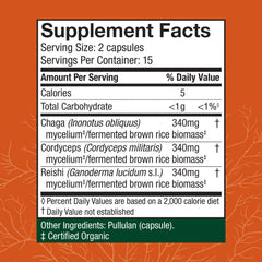 Close-up of Host Defense Breathe Capsules bottle label with mushrooms