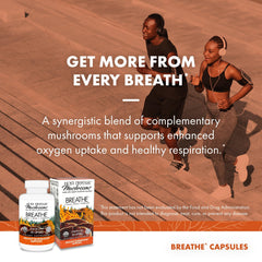 Bottled Host Defense Breathe on a desk with warm lighting for daily routine.