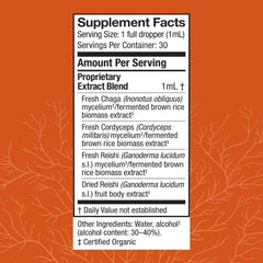 Product label showing ingredients for Host Defense Breathe Extract
