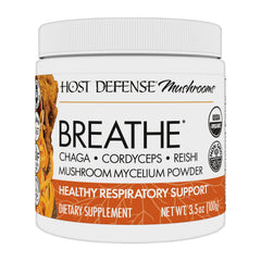 Host Defense Breathe Powder bottle label on a clean background