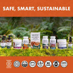 Non-GMO, gluten-free, and USA-grown certification icons