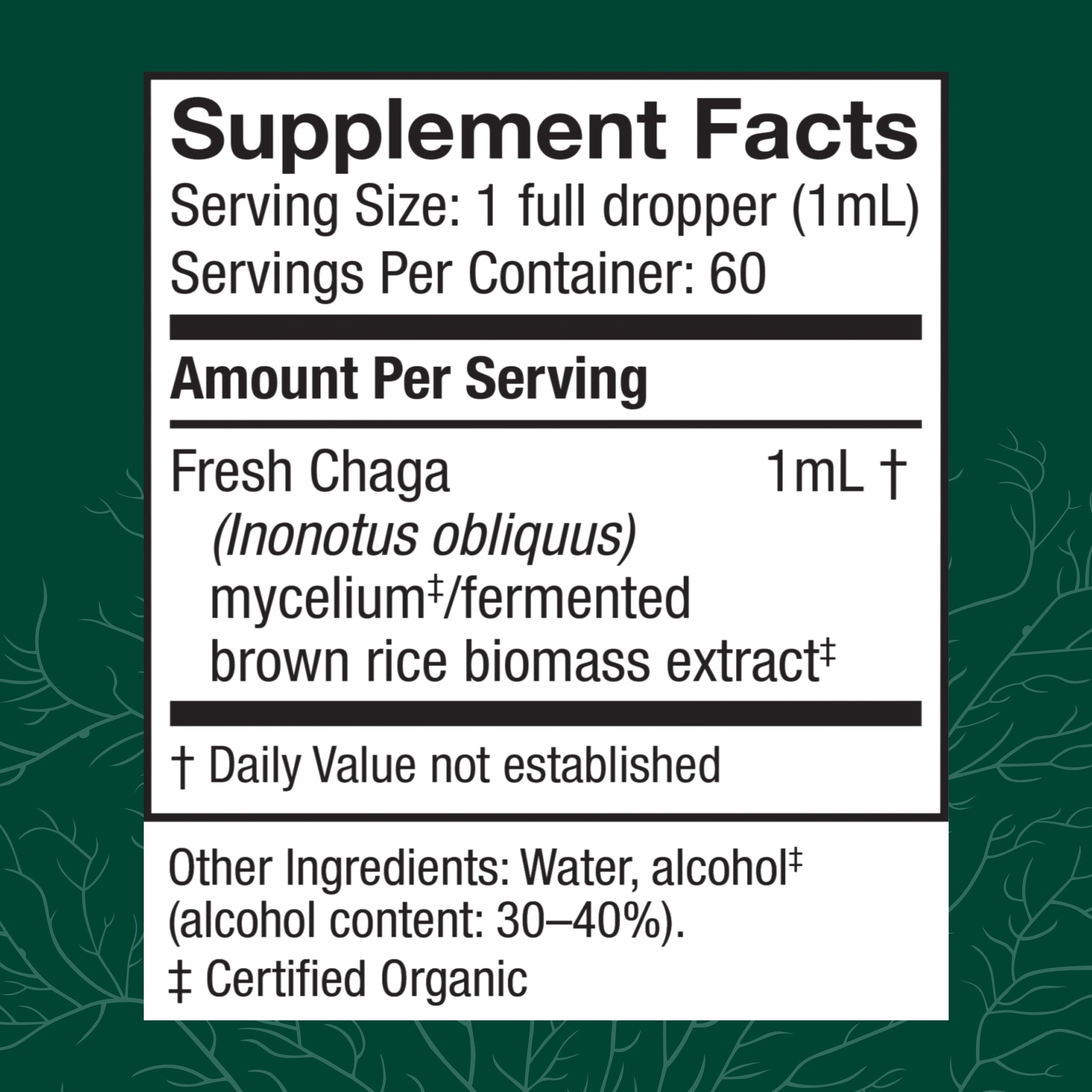 Chaga extract bottle label