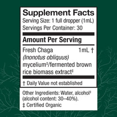 Close-up of Chaga extract label and branding
