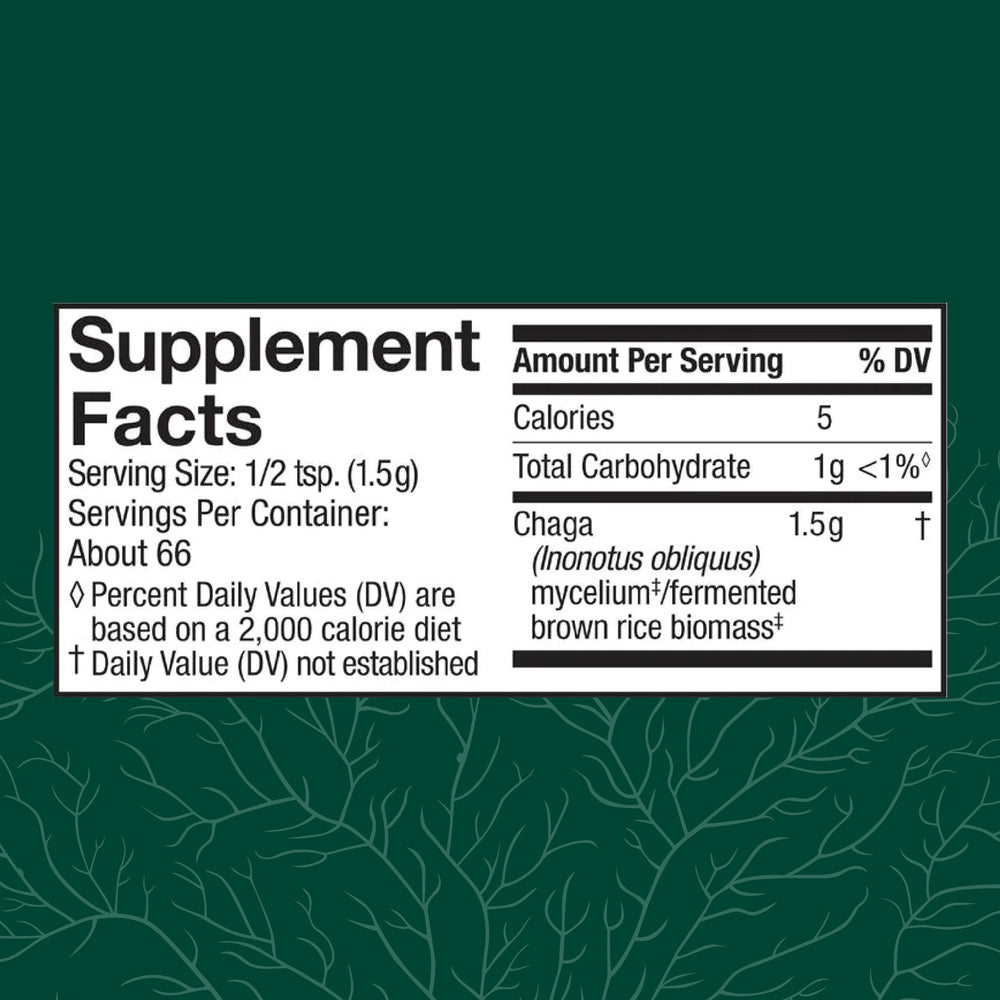 Chaga powder with measuring scoop
