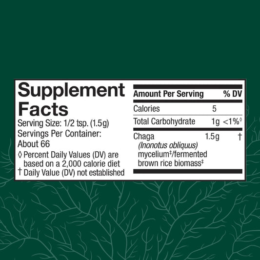 Chaga powder with measuring scoop
