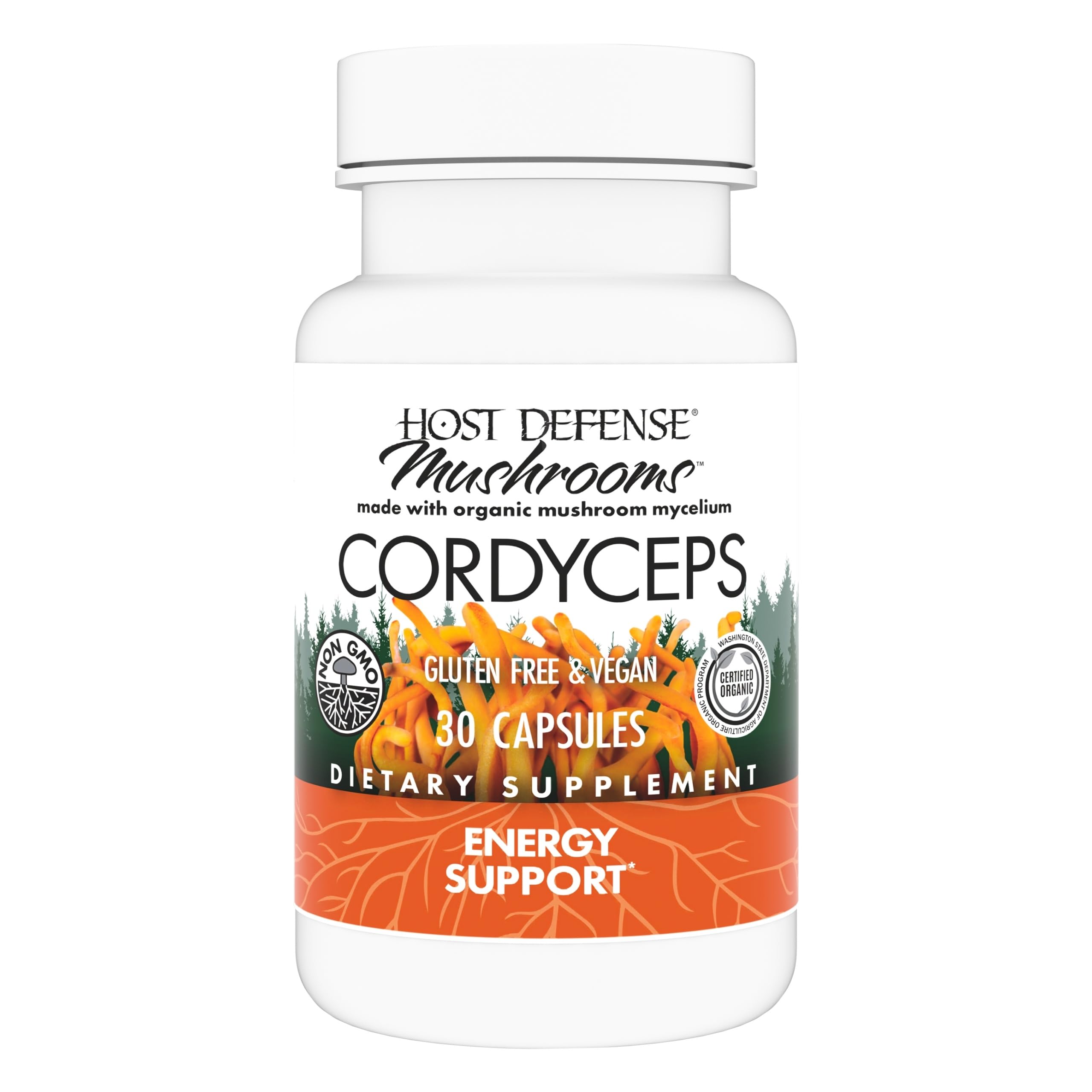 Host Defense Cordyceps Capsules bottle – front view