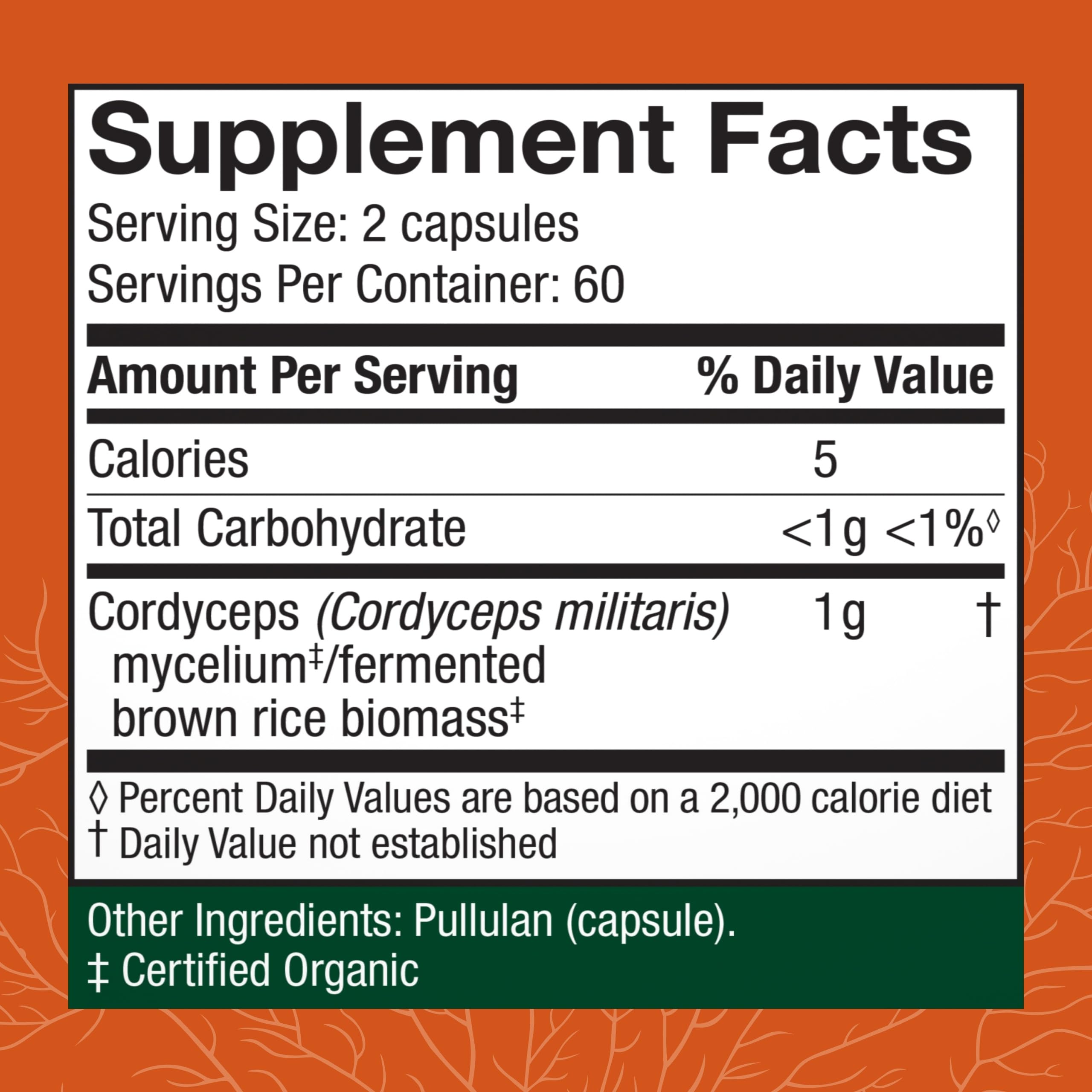 Nutrition label and ingredients on the bottle