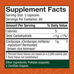 Nutrition label and ingredients on the bottle
