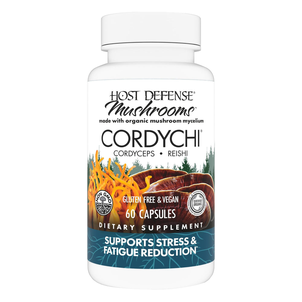 Bottle of Host Defense CordyChi Capsules with label
