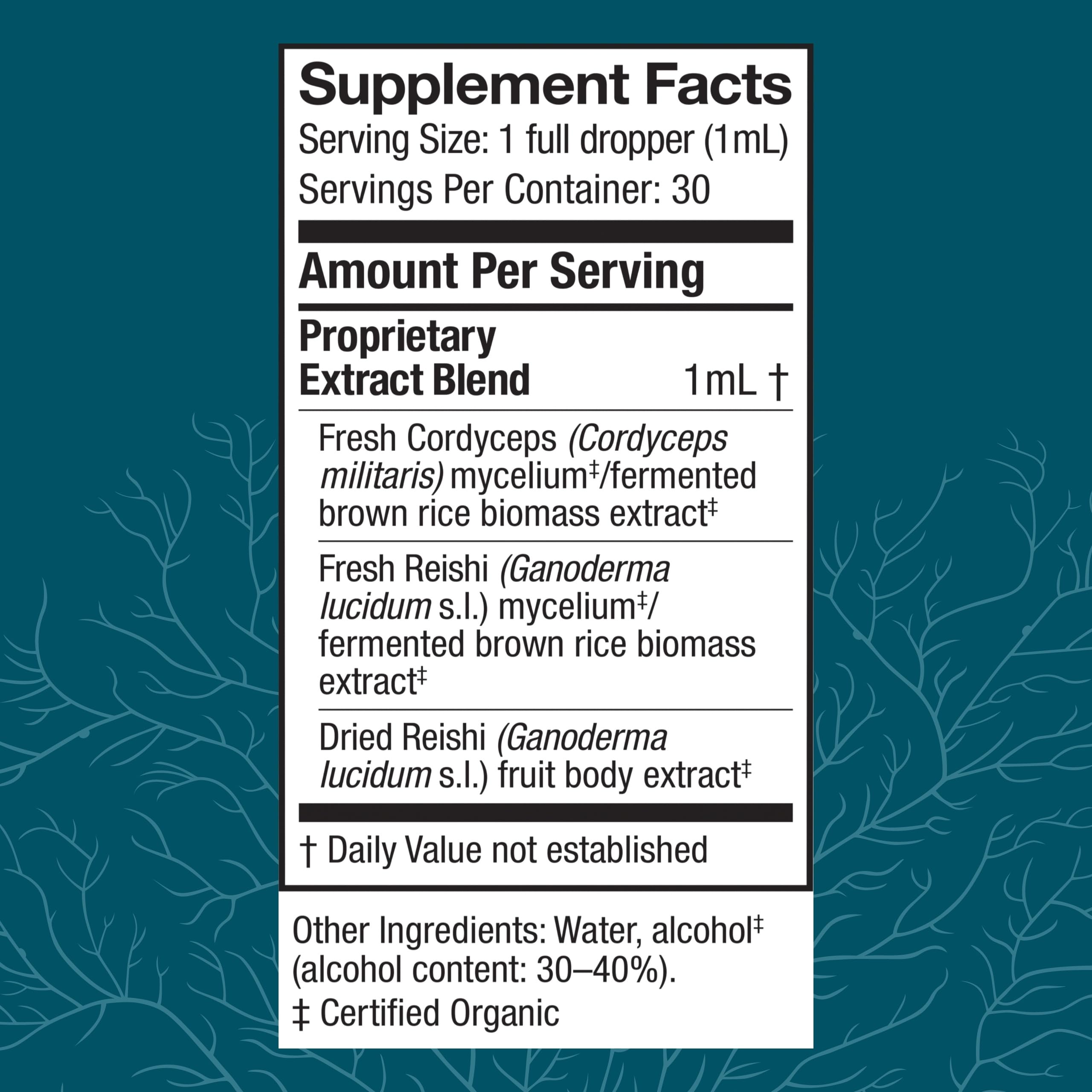 Nutrition facts label of CordyChi Extract