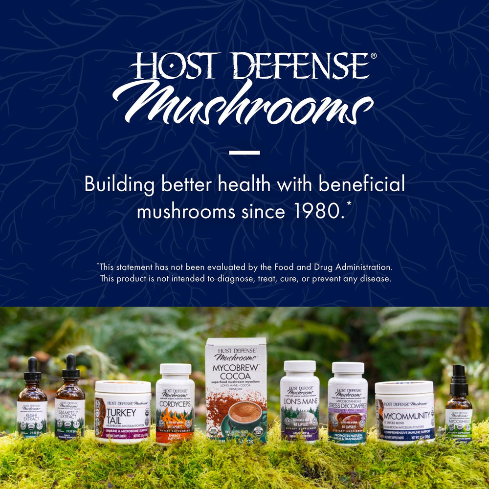 Host Defense Mushrooms branding featuring Paul Stamets