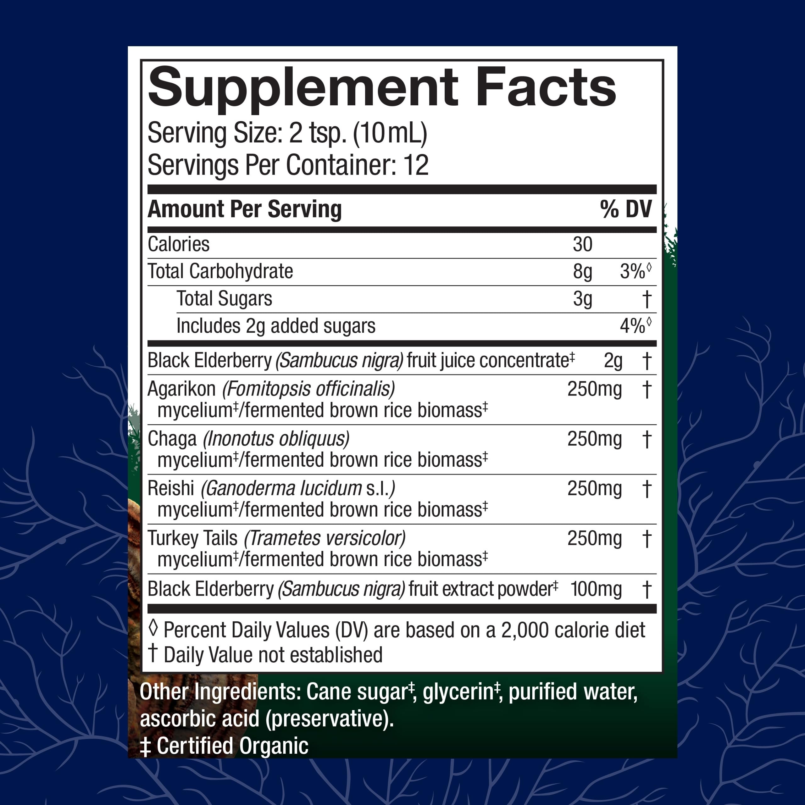Close-up of immune-support mushroom blend with Turkey Tail and Reishi