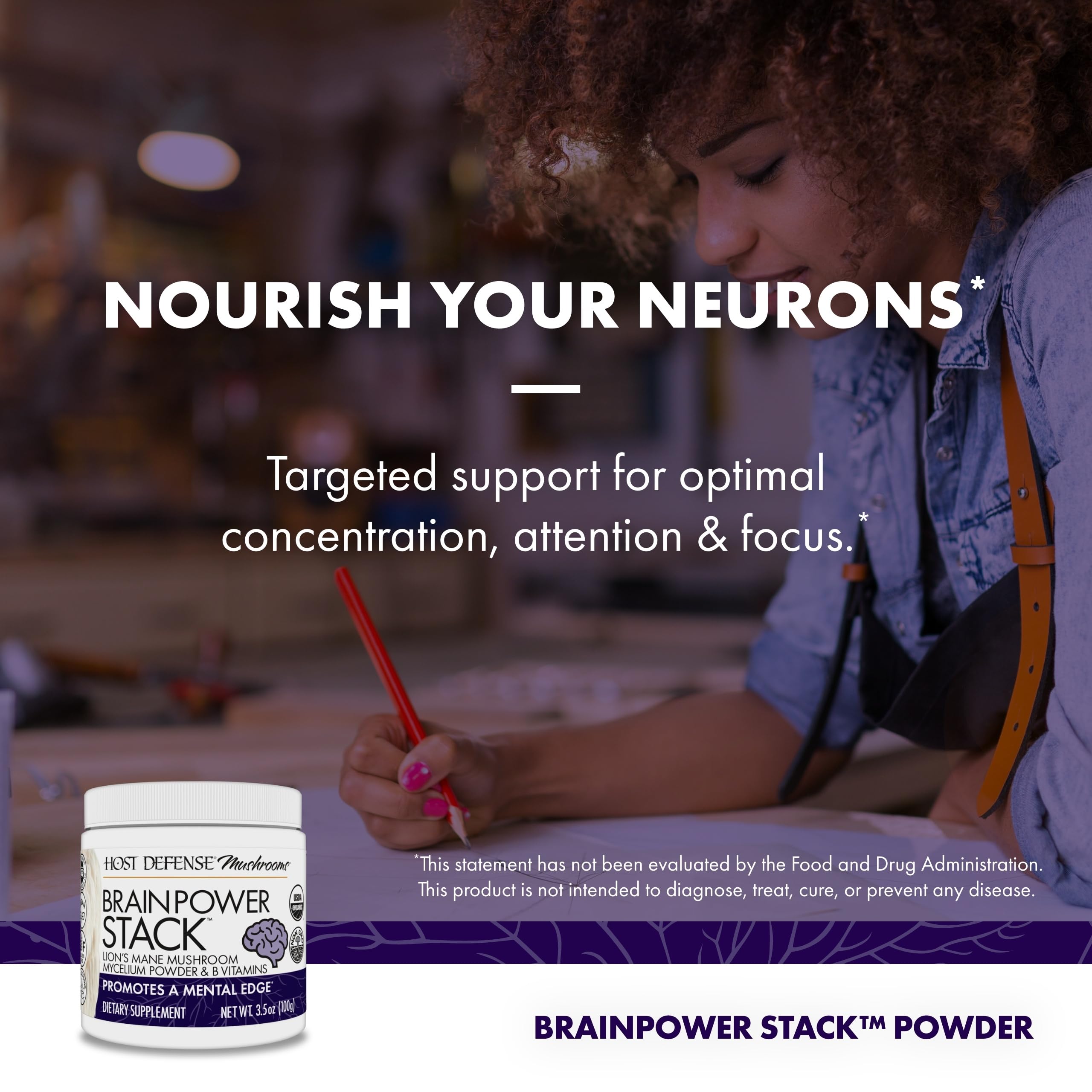 Lions Mane mushroom imagery associated with BrainPower Stack