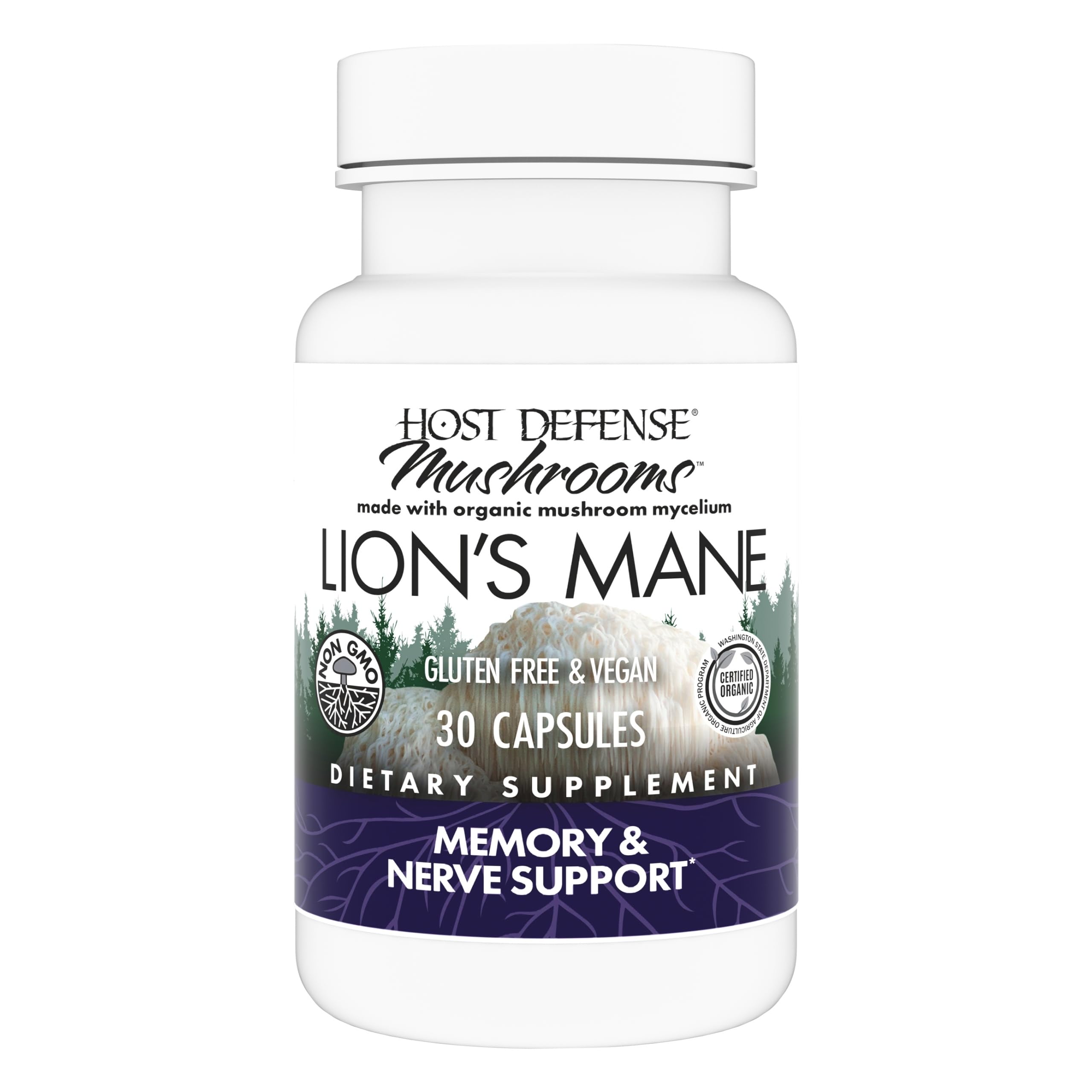 Host Defense Lion's Mane brain health capsules bottle