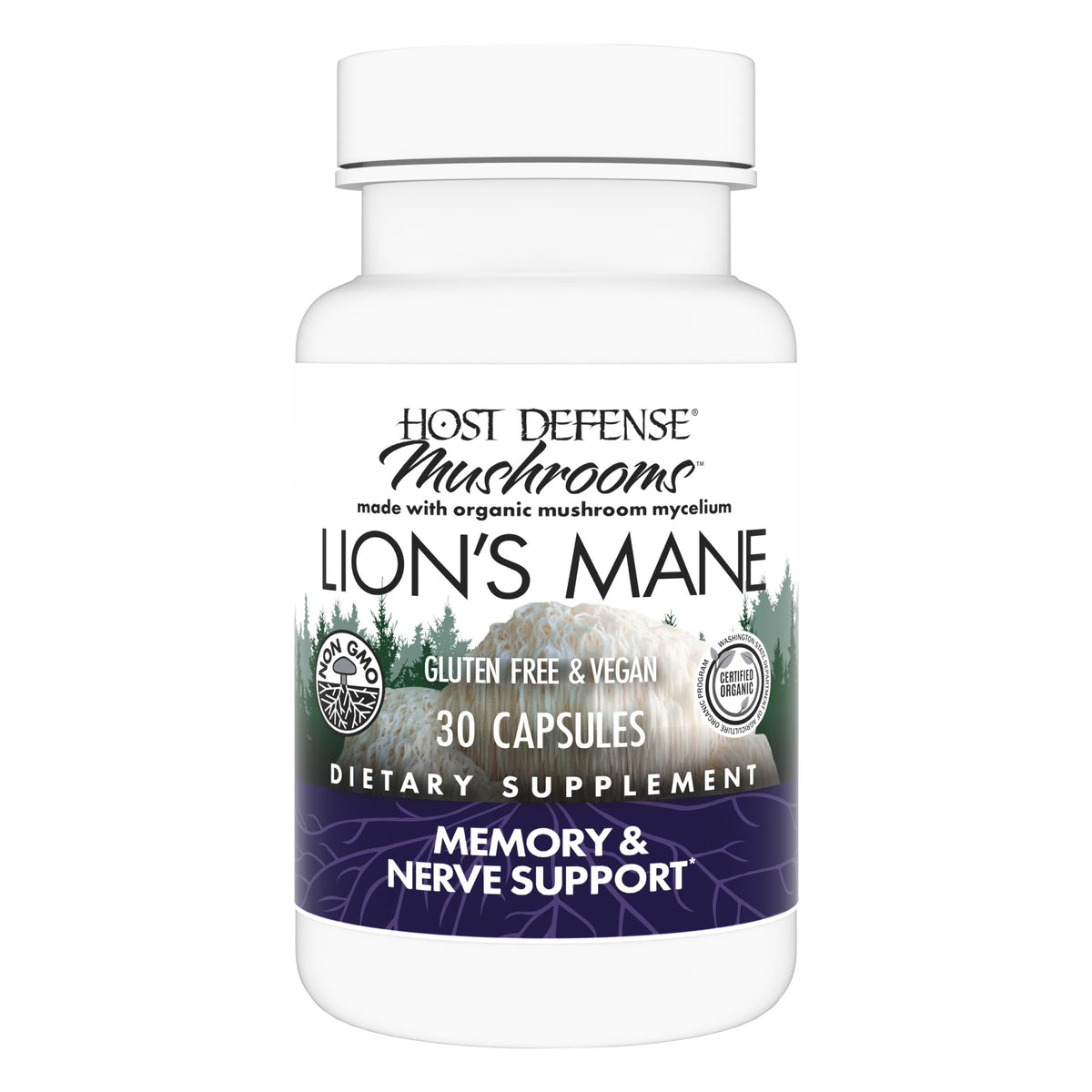 Host Defense Lion's Mane brain health capsules bottle