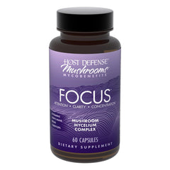 Front label of Host Defense MycoBenefits Focus Capsules bottle