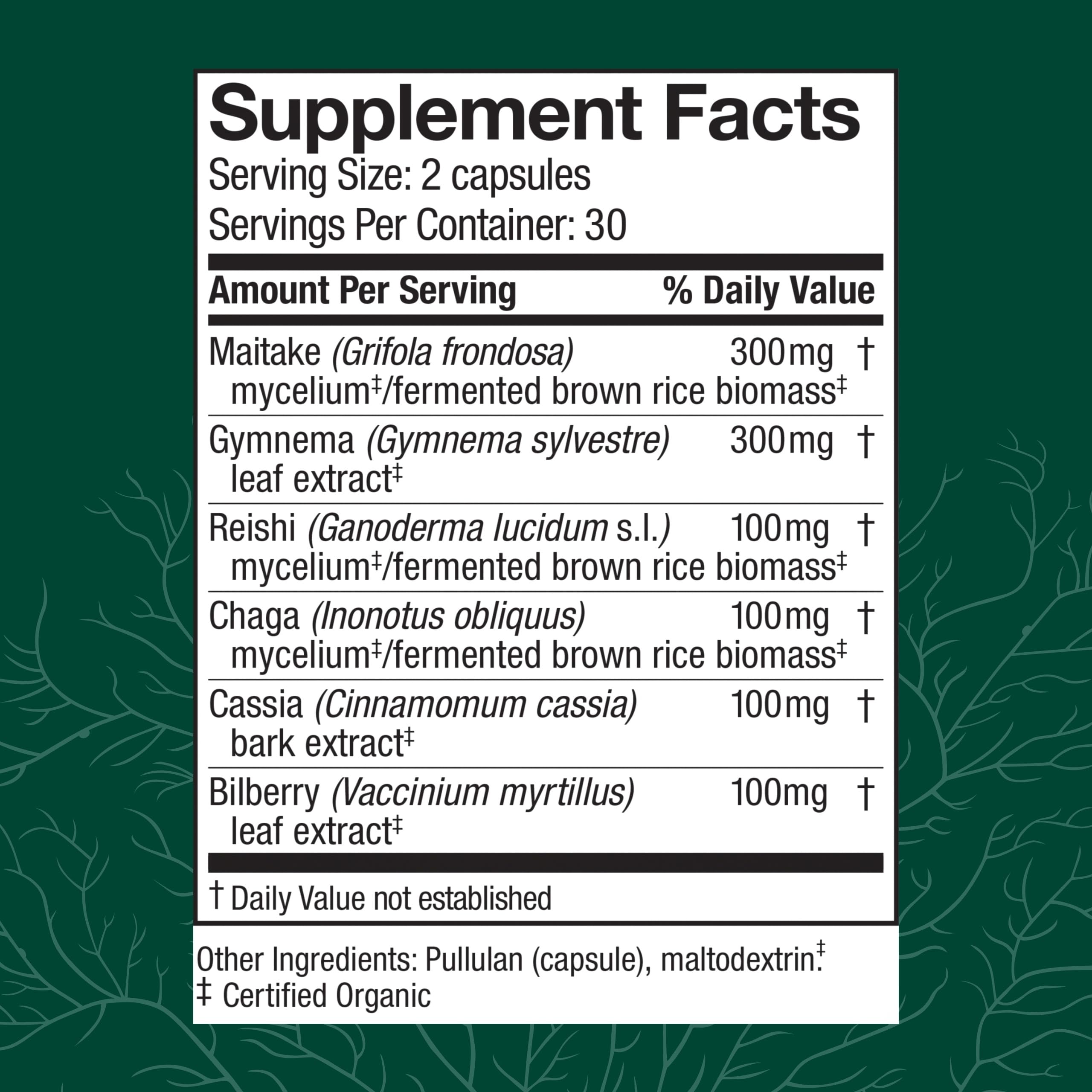 Bottle label showing 60 capsules and 30 servings